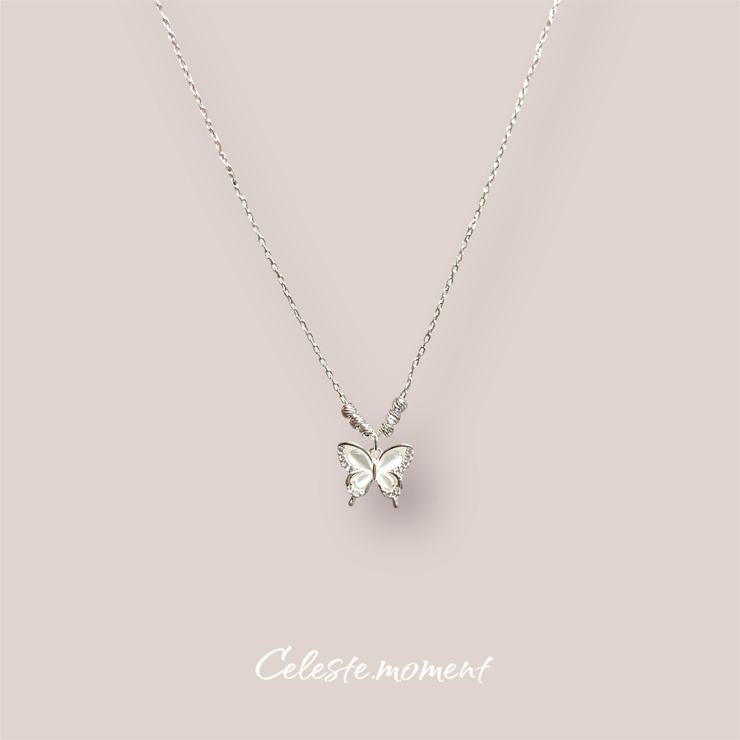 Cat eyes butterfly necklace