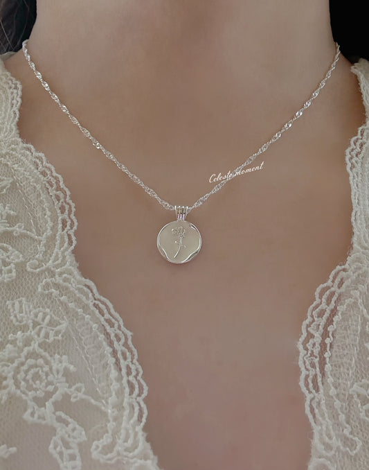 復古玫瑰花圓牌